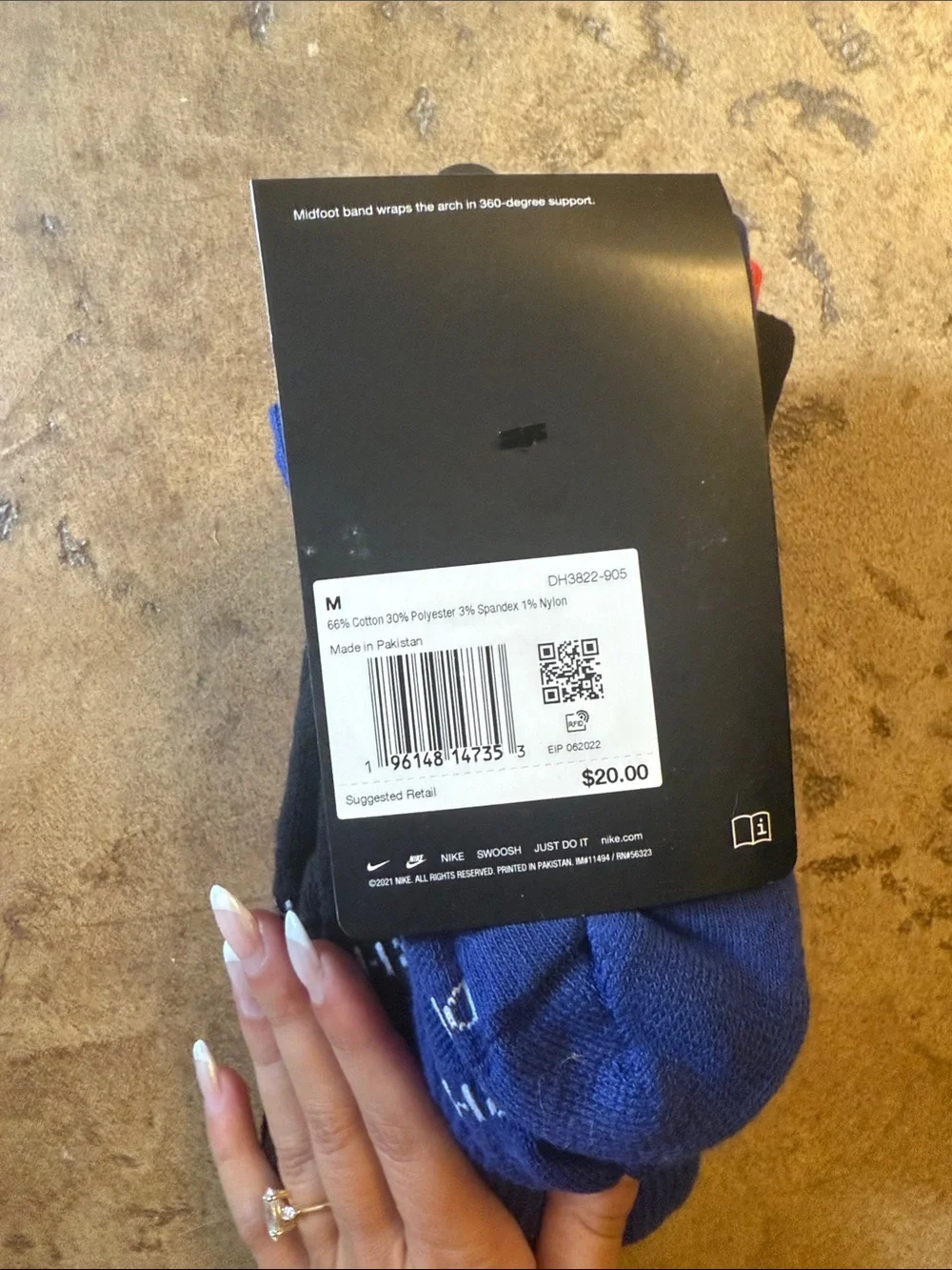 Nike Red Crew Athletic Socks with White & Blue Swoosh (3-Pack)